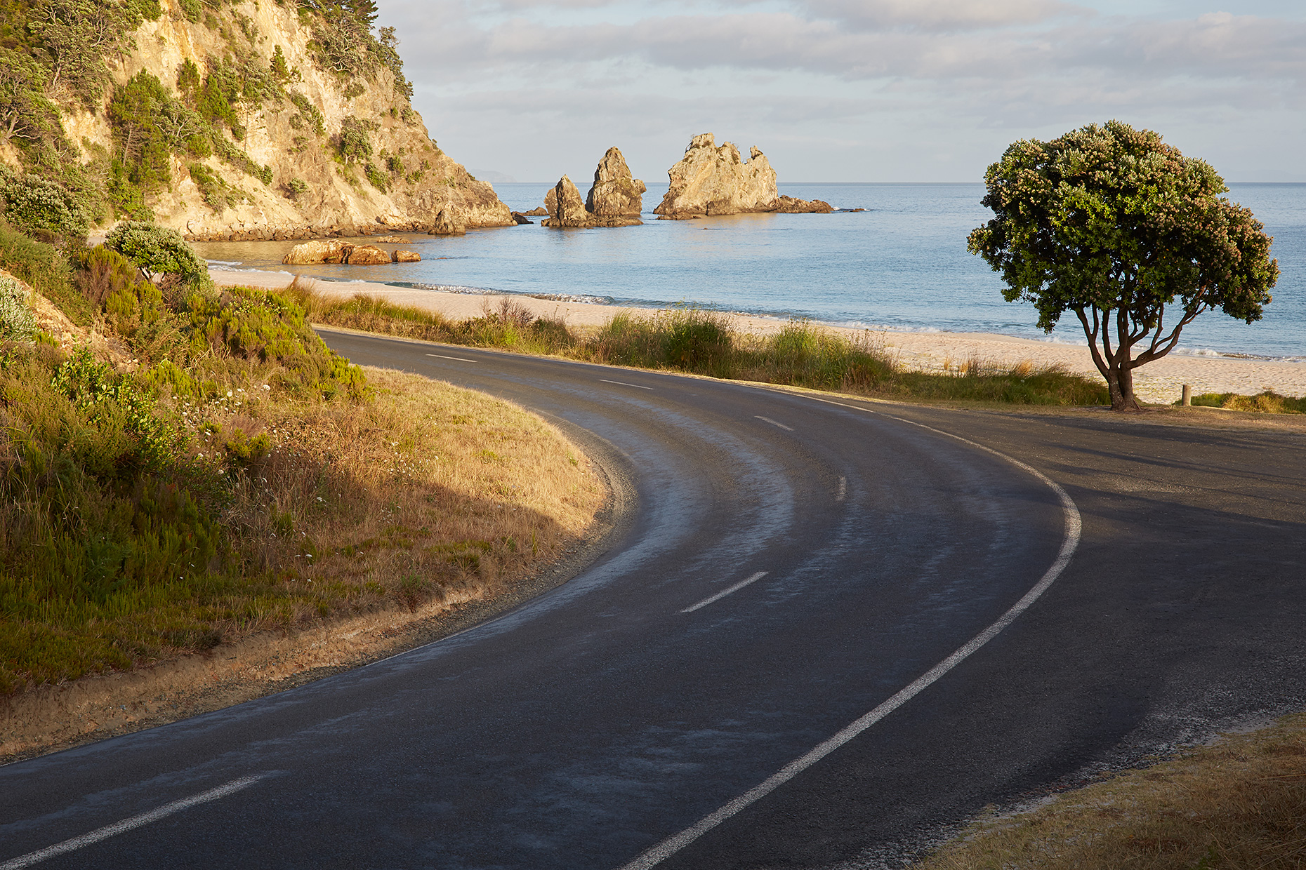 Curving coastal road